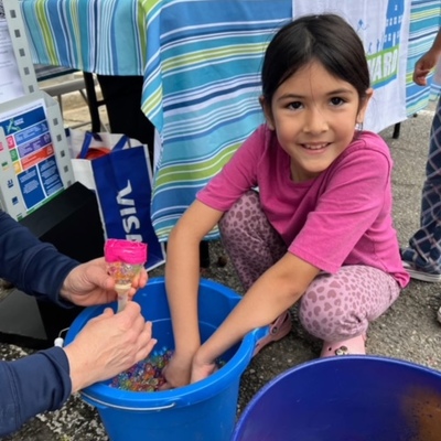 Making stress balls at a community event